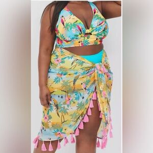 Lane Bryant Tropical floral Palm Bird Print 4 piece. NWT